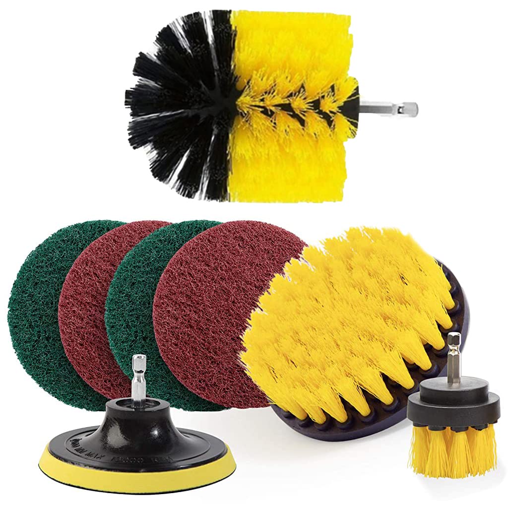STHIRA 8PCS Power Drill Scrubber Brush Set, Drill Brush Attachment Set, Scrubber Brush Scrub Pads for Bathroom Surfaces, Floor, Tub, Shower, Grout, Tile, Corners (Without Drill Machine) STHIRA 8PCS Power Drill Scrubber Brush Set, Drill Brush Attachment Set, Scrubber Brush Scrub Pads for Bathroom Surfaces, Floor, Tub, Shower, Grout, Tile, Corners (Without Drill Machine)